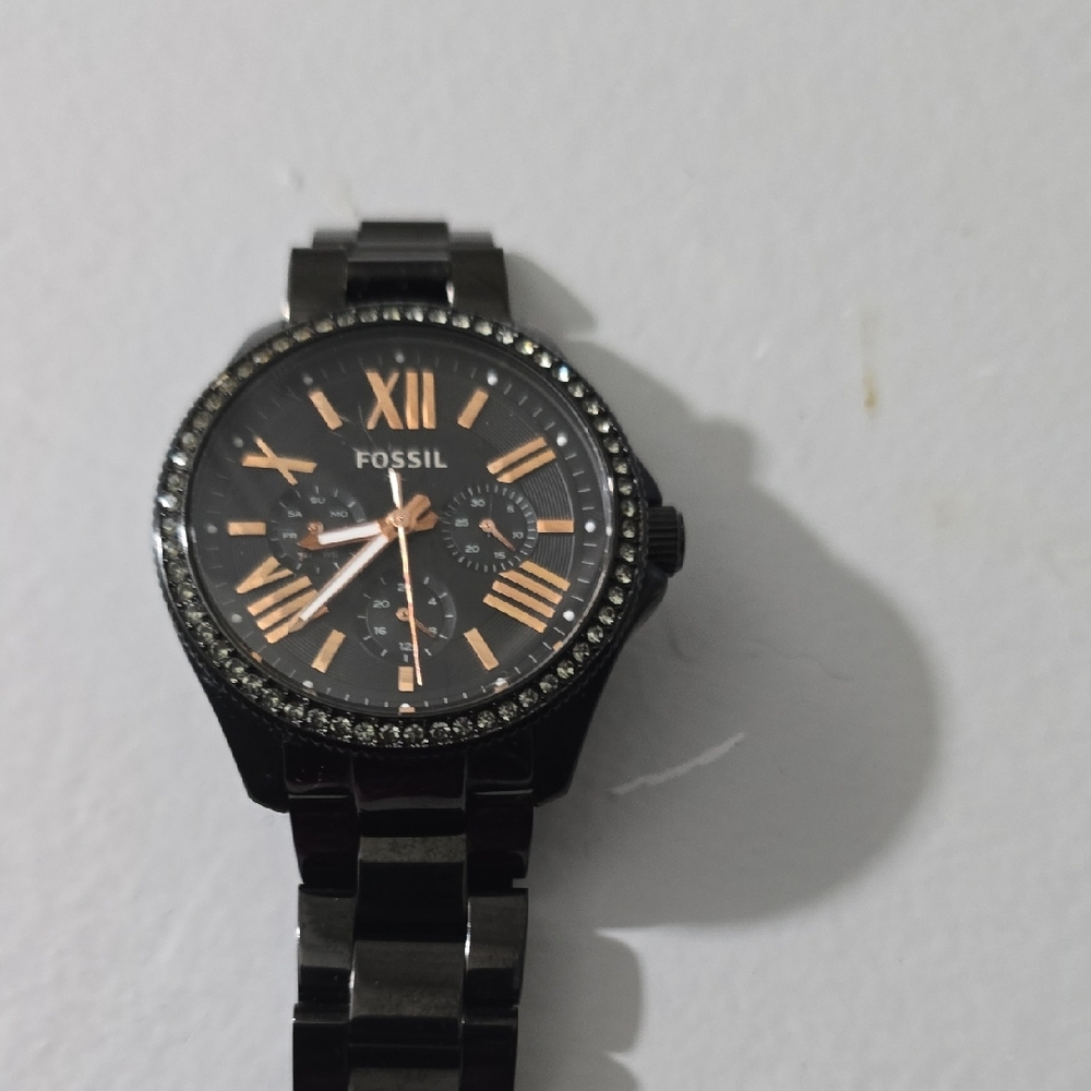 Fossil Black Watch with Gold Roman Numerals